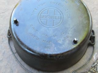 Rare Vintage Griswold Cast Iron Dutch Oven 10 With 3 Legs 180 No Lid