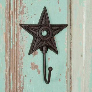 Set Of 2 Heavy Duty Black Iron Star Hooks Or Hangers For Wall Or Project