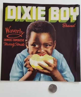 Antique Advertising Crate Label - Dixie Boy - Black Americana