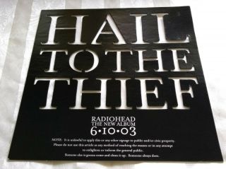 Radiohead 2003 Hail To The Thief 11 " X 11 " Stencil Rare Capitol Records Promo