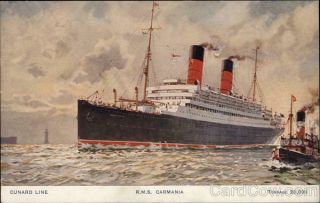 Steamer Cunard Line,  R.  M.  S.  Carmania Antique Postcard Vintage Post Card