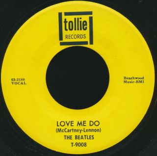 Beatles Rare 1964 Us " Love Me Do " Tollie Records 45 Yellow Label / Black Prt