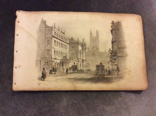 Antique Book Print - The Lion Hotel,  Guildhall & Abbey Church,  Bath - C.  1850