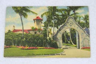 Joseph E.  Davies Estate Palm Beach,  Florida 1950s Vintage Antique Postcard