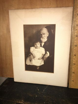 Antique Black And White Photo Of Grandfather With Granddaughter
