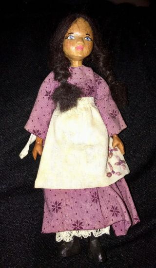 Vintage Pioneer Doll With Carved Wooden Face,  Hands And Feet Soft Body