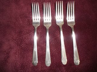 4 Dinner Forks,  Monroe Silver Co.  Silver Plate Flatware,  (brandon) C.  1939