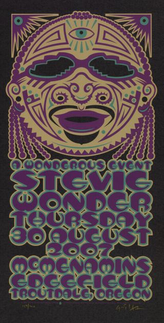 Stevie Wonder Silkscreen Concert Gig Poster Rare And