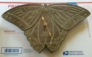 Rare Vintage Hen - Feathers Monarch Butterfly Metal Garden Clock