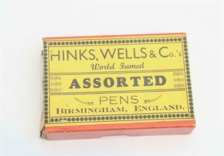 A Box Of Various Antique Pen Nibs By Hinks,  Wells & Co One Gross War Time Label