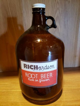 Richardsons Root Beer Rochester Ny Syrup One Gallon Jug With Fruits Cap Rare