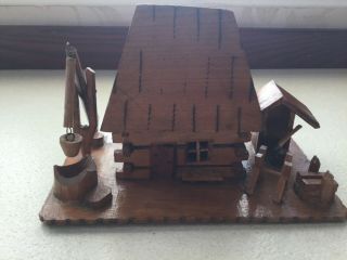 Hand Crafted Wooden Model Of A Russian Village House From Soviet Era