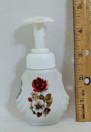 Vintage Floral Roses Soap Lotion Dispenser Flower Small China Milk Glass