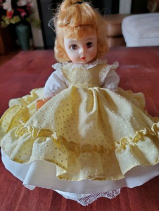 Vintage Madame Alexander 8 " Little Women Amy Doll Yellow Dress