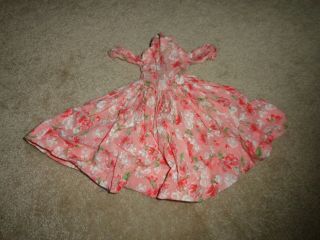 Vintage Doll Dress Peachy Pink Floral Long Sleeve For 14 - 16 Inch Toni Type