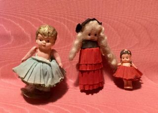 Three Vintage Celluloid Dolls.  1920/30.