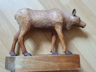 Vintage Wooden Carved Animal Finland 1961 Signed V Nieminen