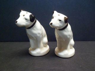 Antique Porcelain Rca Nipper Dog Salt And Pepper Shakers