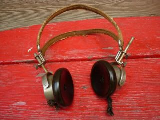 Antique Military Style Western Electric Operator Radio Headsets With Head Band