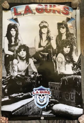 Roll Of Three Rare La Guns First Album Promo Poster 1988 Nm Us Polygram Glam