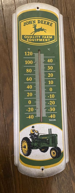 Rare Vintage John Deere Thermometer - Farm Tractor Metal Sign