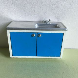 Vintage Lundby Dollhouse Blue Kitchen Sink 1959 - 71 Ex Cond