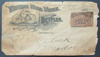 Antique Western Wheel Bicycles Chicago Illinois Il Advertising Envelope
