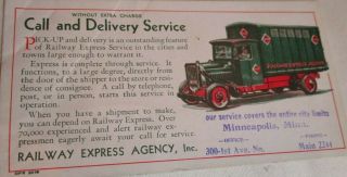 Antique Railway Express Agency Card Call & Delivery Service Minneapolis Minn