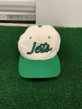 Vintage 90s Sports Specialties White York Jets Script Snapback Nfl Hat Rare
