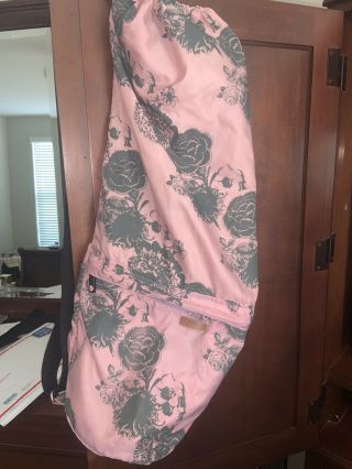Lululemon Baby Pink Gray Floral Print Shoulder Strap Yoga Mat Bag Euc Rare