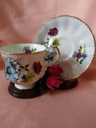 Vintage Paragon Dusty Rose Floral Bone China Tea Cup & Saucer