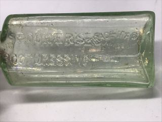 Antique Aqua Glass Bottle Embossed Spooner’s Navy / Boot Dressing Shoe Polish