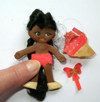 Vintage Mini Flatsy Summertime Aa Black Doll With Outfit And Shoes Vg