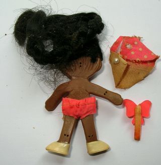 VINTAGE MINI FLATSY SUMMERTIME AA BLACK DOLL WITH OUTFIT AND SHOES VG 2