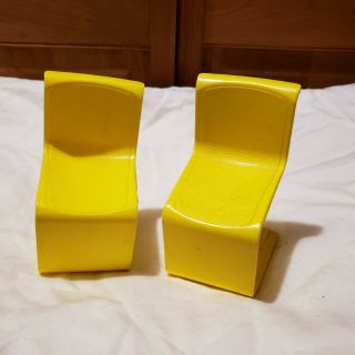 2 Vintage Mattel Barbie Townhouse Furniture Yellow Chairs 1973 Dream House