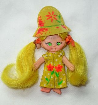 Vintage Mini Flatsy Summertime Blonde Doll,  Outfit,  Hat Sweet
