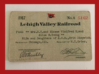 Antique Lehigh Valley Railroad Pass - 1917 - A5162 (m246)