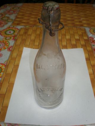 E.  W.  Fenton Thomaston Conn - Antique Wire Stopper Bottle