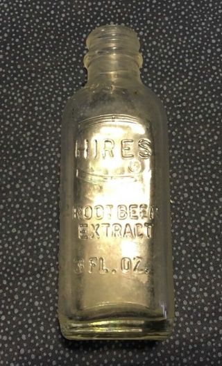 Vintage Antique Hires Root Beer Extract Glass 3 Fl.  Oz.  Bottle