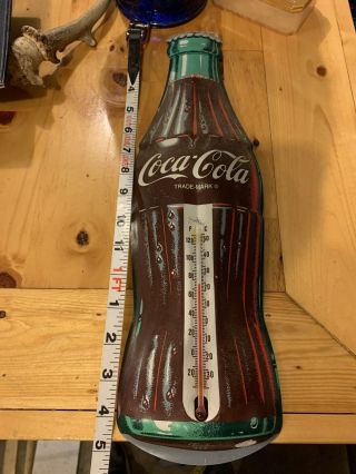 Rare 60s Vintage Embossed Metal Coca Cola Coke Bottle Thermometer Sign Soda Pop