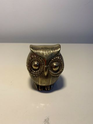 Small Antique Brass Owl Figurine 2 1/4 Inches Tall