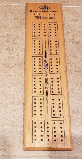 Vintage Antique Wood Cribbage Board Milton Bradley