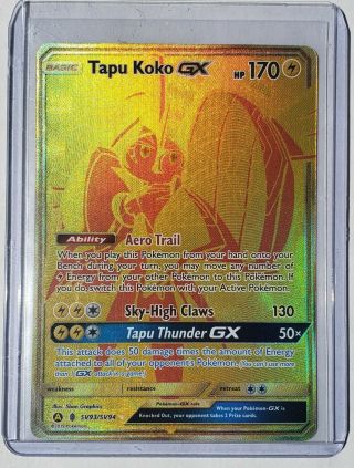 Pokemon Hidden Fates Tapu Koko Gx Sv93/sv94 Shiny Vault Gold Rare