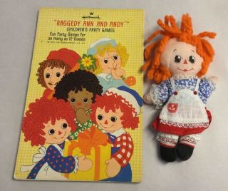 Raggedy Ann & Andy Childrens Party Games Sheets,  Doll Vintage Hallmark