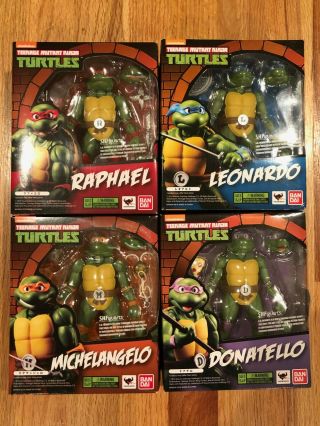 Tmnt S.  H.  Figuarts Teenage Mutant Ninja Turtles Set Leo Raph Don Mike Authentic