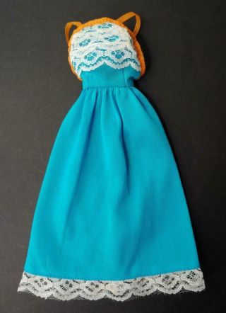 Vintage 1977 Barbie Best Buy Fashion 9963 Turquoise Tricot Dress Lace
