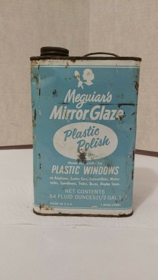 Vintage Rare Meguiars Mirror Glaze Plastic Polish Tin Some Contents Left
