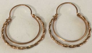 Vintage Estate Antique Gold Over Sterling Silver 925 Hoop Earrings Ar3
