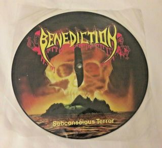 Benediction ‎– Subconscious Terror Rare Signed Barney Greenway Pic Disc Lp 666