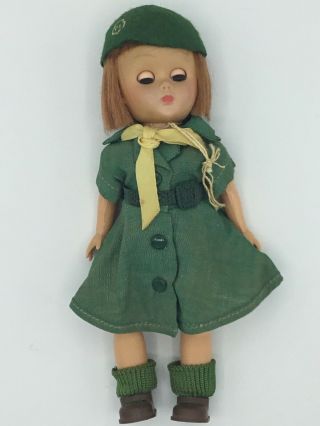 Vintage Effanbee 8” Walking Action Girlscout Girl Scout Doll Euc